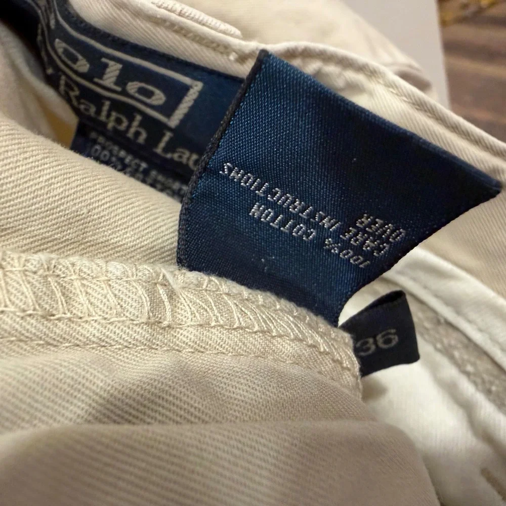 Polo Ralph Lauren Prospect Shorts Mens 36 Khaki Tan Chino Cotton Flat Front‎ 003